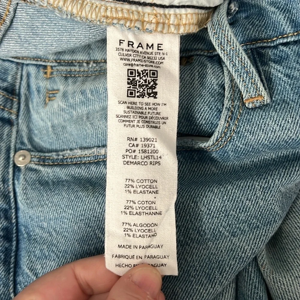 Frame Le High Straight Distressed Light Wash Size 30